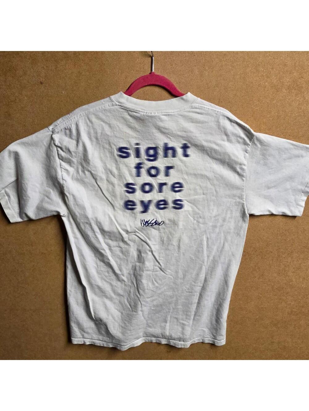 Vintage 90s Mossimo Sight for Sore Eyes Tee USA Made L Single Stitch Faded